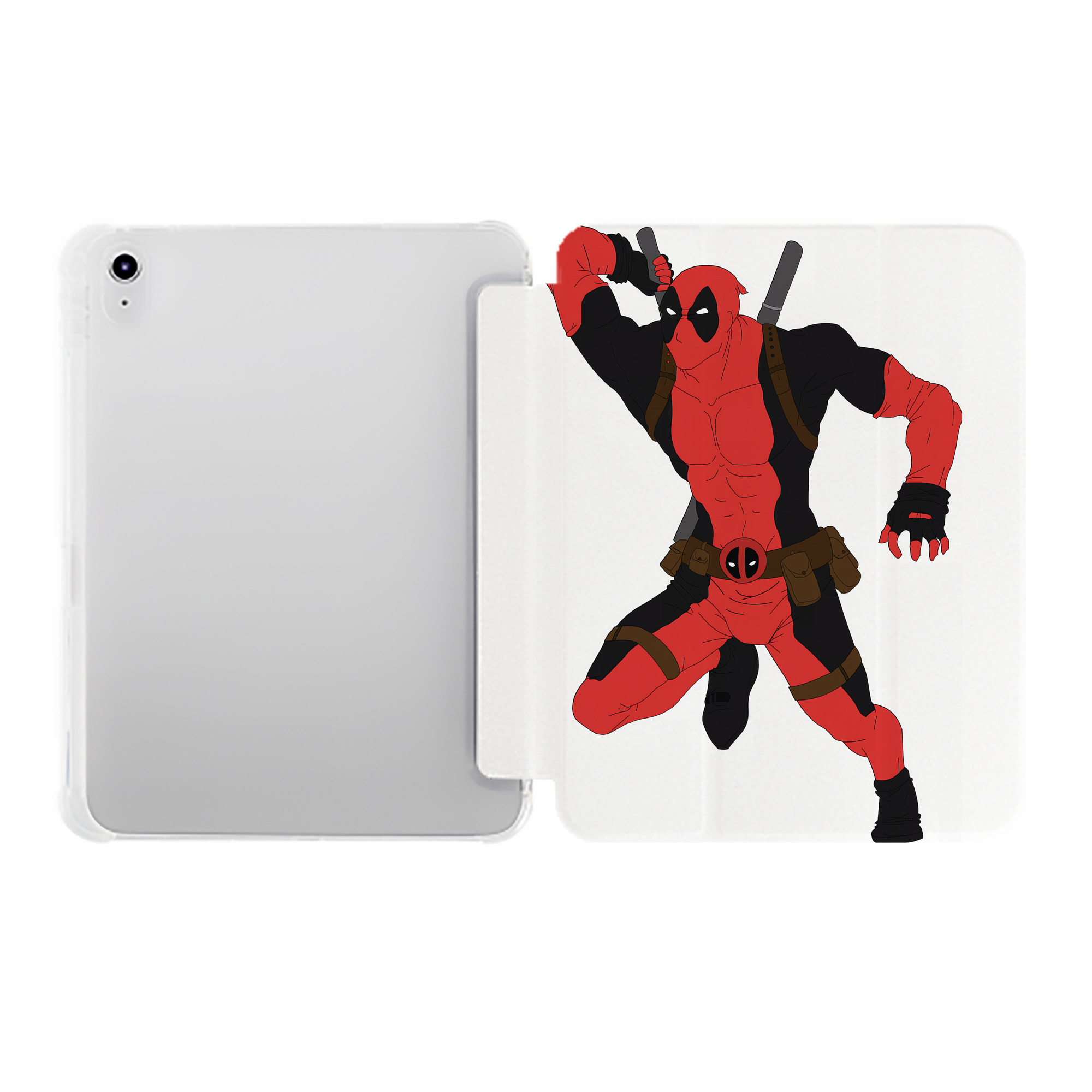 （画像用） Deadpool デッドプール IPad ケース ペン収納付き 三つ折りスタンド PUレザー×シリコン 対応機種9.5/10.5/10.9インチ